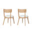 Chaises de salle à manger rembourrées modernes en A de 2, de couleur beige et naturelle, fabriquées en tissu de bois d'hévéa, confortables pour les repas prolongés, 2 chaises à solution compacte, tissu, confort rembourré épais,