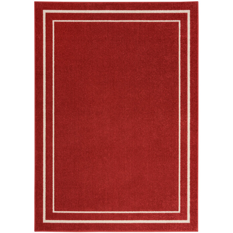 Argentino Abstract Machine Woven Chenille Indoor/Outdoor Area Rug in Red, Rectangle 6' x 9'