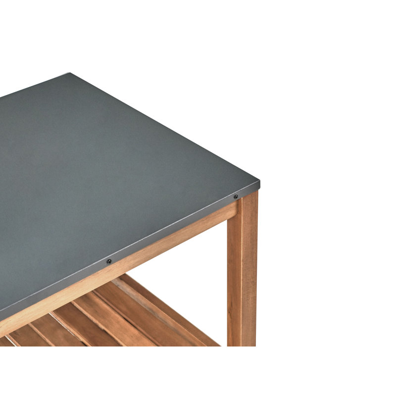 Outdoor Kitchen Island with Sink BRUCOLI Acacia Wood Brown