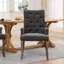Chaise de salle à manger rembourrée en tissu de chenille, pieds courbés en bois massif, chaise de salle à manger élégante avec accoudoirs de salle à manger club capitonnée, paquet simple, bleu, SW1895BL-125102696