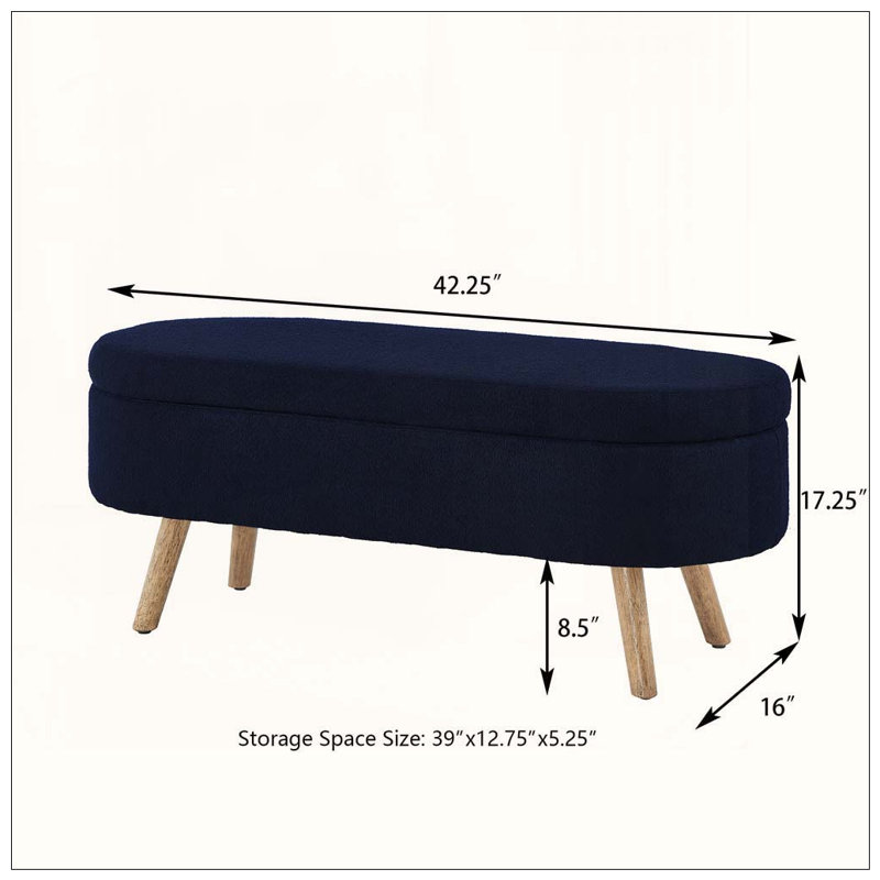 Banc de rangement avec repose-pieds ovale, Navy Blue