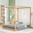 Queen Canopy Platform Bed with Support Legs,Natural