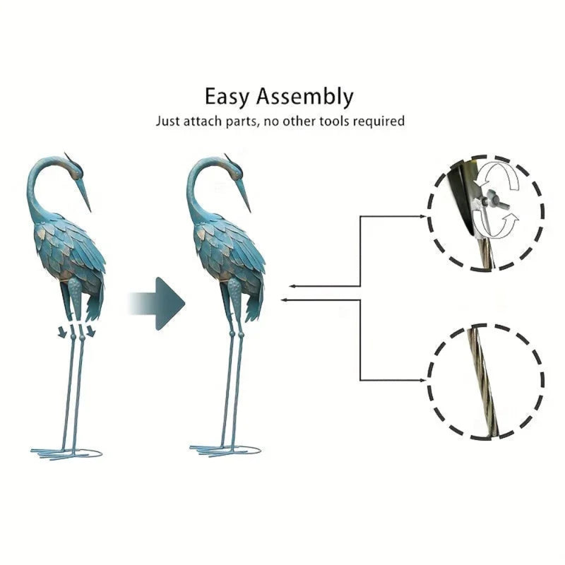 Bird Crane Metal Garden Statue