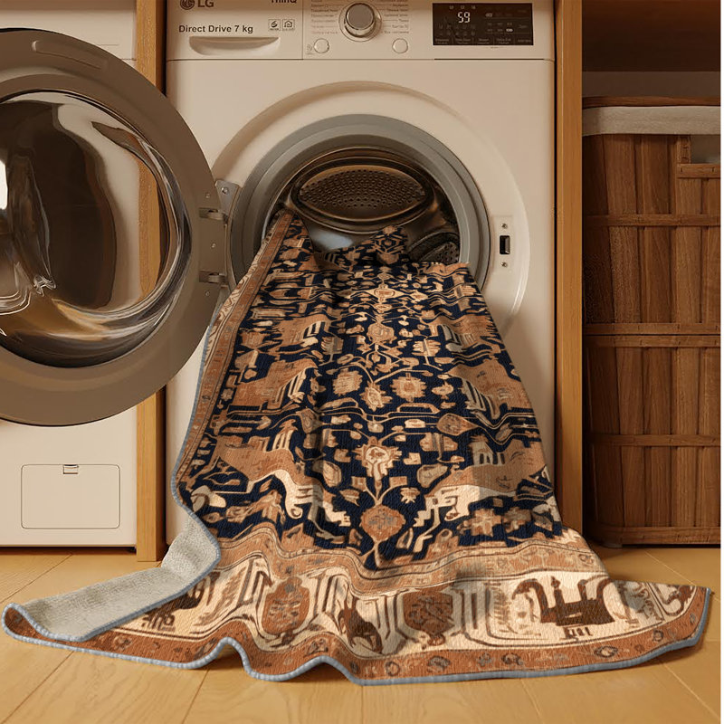 Machine Washable Persian Brown Area Rug, Runner 2' x 4'