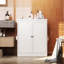 Garde-manger rectangulaire moderne à 2 portes avec wengé noir et finition blanche, idéal pour le rangement organisé et la décoration intérieure élégante.