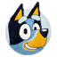 Tapis bleu touffeté de forme Bluey