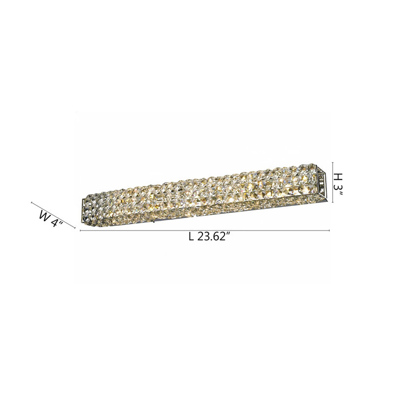 4-Light Chrome Wall Sconce With Clear Crystal Accents