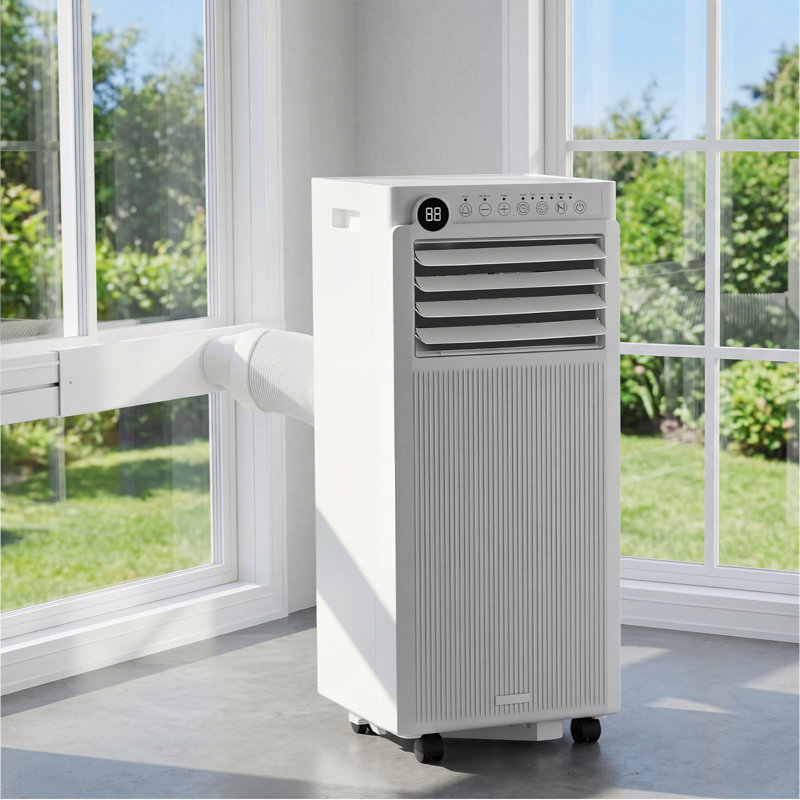 Climatiseur portatif 8-en-1 8000 Btu - Refroidissement sans drainage, ventilateur, déshumidificateur, mode veille, minuterie 24H, télécommande et ensembles de fenêtre inclus