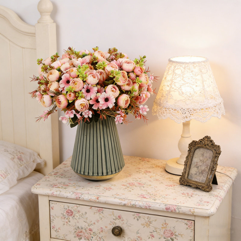 3 pièces de fleurs artificielles, bouquets de roses en soie, fleurs artificielles pour mariage de bureau à domicile