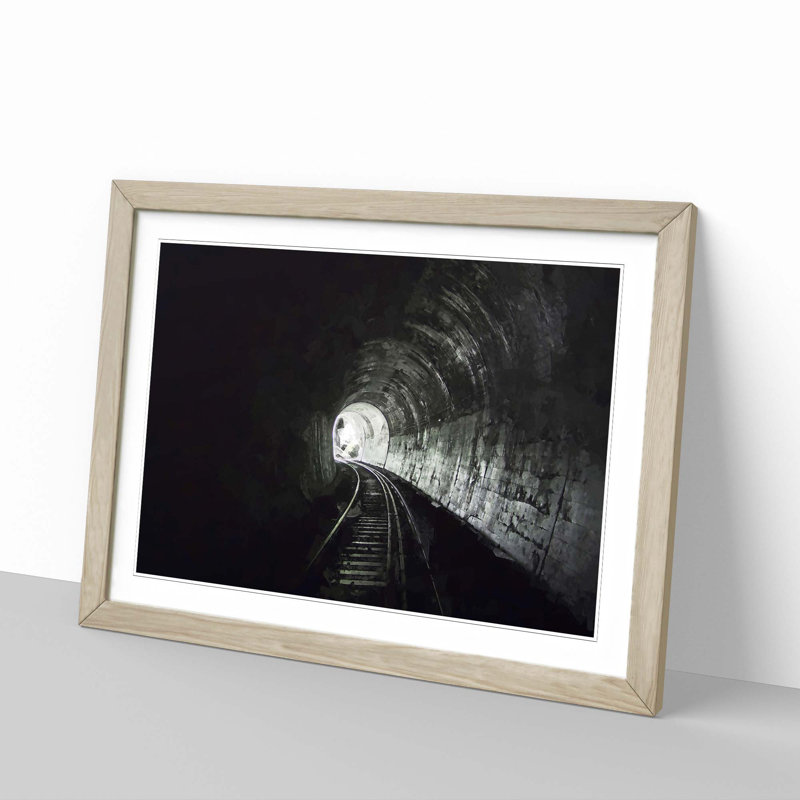 Train Railway Tunnel in Abstract- Picture Frame Graphic Art Print, Oak, 50cm H x 76cm W x 2cm D