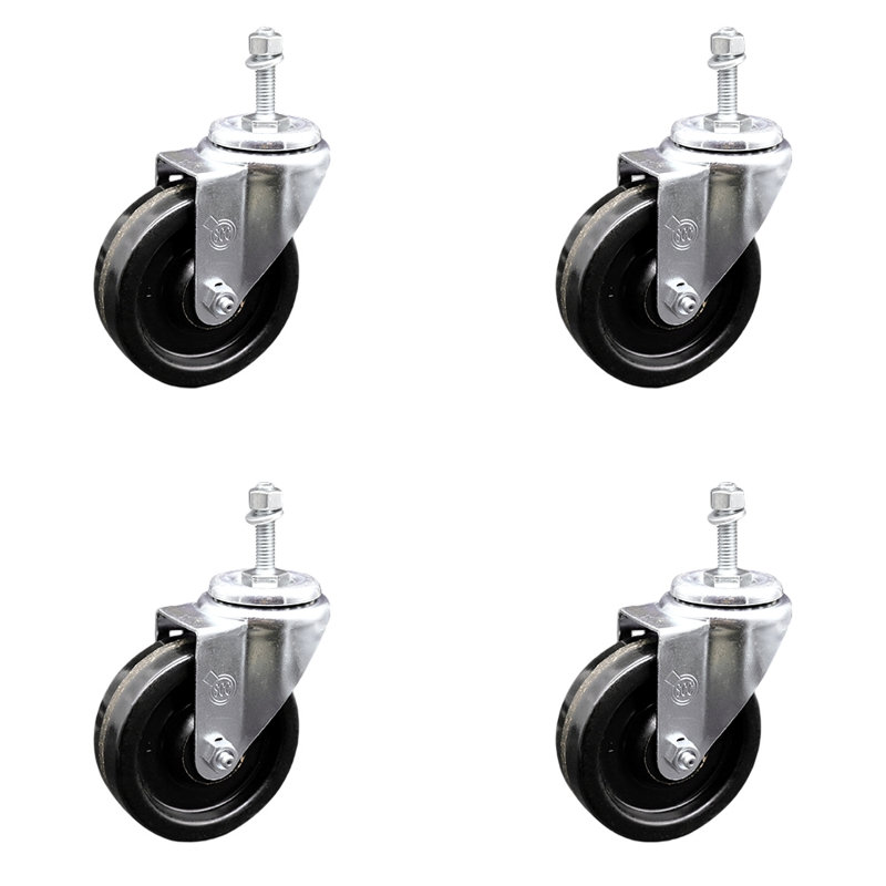 Ensemble de roulettes pivotantes à tige filetée de 4 po 3/8 po