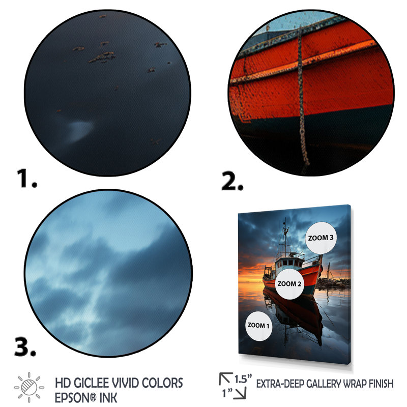 Port Port Silhouette II sur impression sur toile, Cadre photo blanc, H 40 po x l 30 po x P 1,5 po