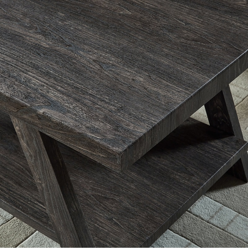 Table de bout en bois réplique contemporaine au fini anthracite, H 23 po x l 22 po x P 24 po, Gris anthracite