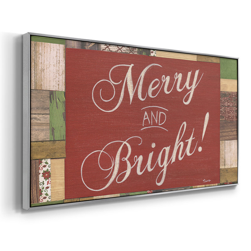 Merry and Bright - Toile tendue avec châssis encadré - Prêt à être accroché, H 21 po x l 41 po, Argent argent