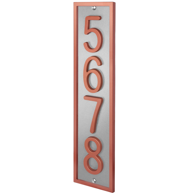 Plaque d'adresse flottante en aluminium Royal Shade, Cuivre, Argent argent, Oui