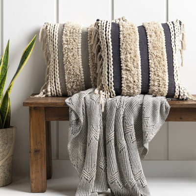 Keiontae Striped Cotton Throw Pillow