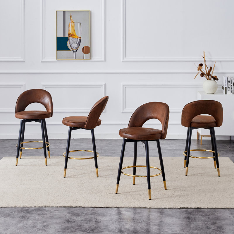 Tabouret de comptoir pivotant avec dossier bas et repose-pieds en métal 25 po AriaHome, 4, Gris