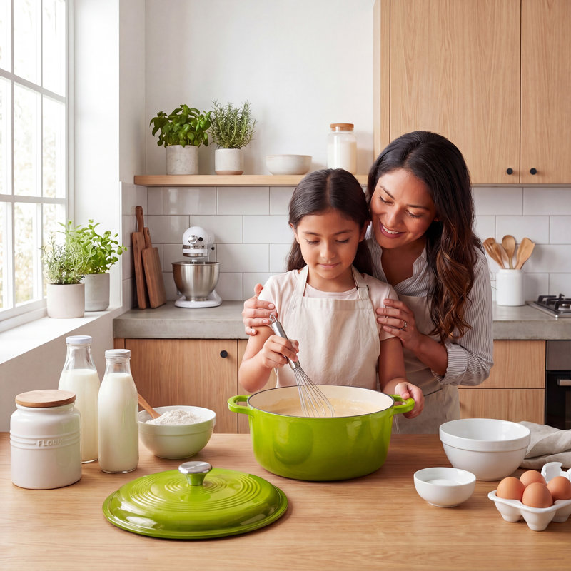 Cocotte en fonte émaillée avec couvercle, Vert