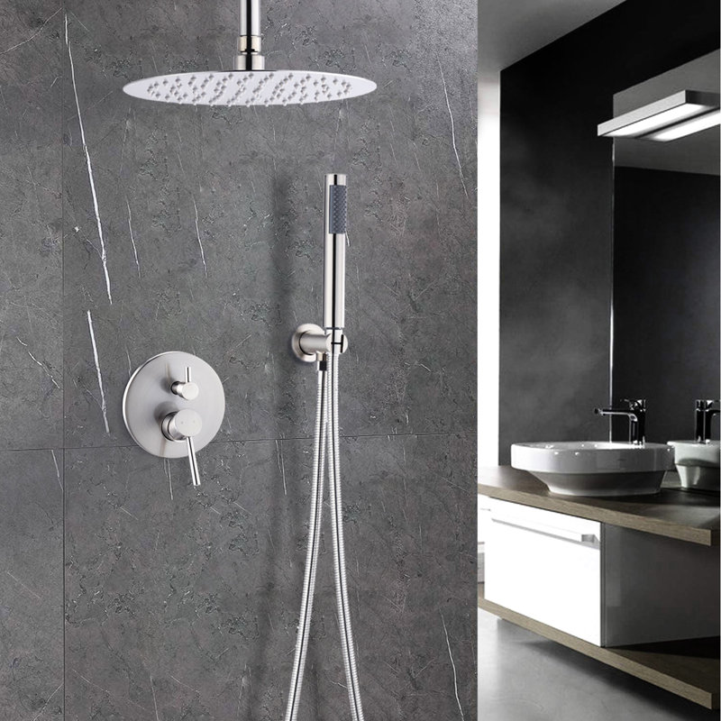 10 Inch Shower Head And Handheld In Brushed Nickel For Bathroom Perfection Pair With