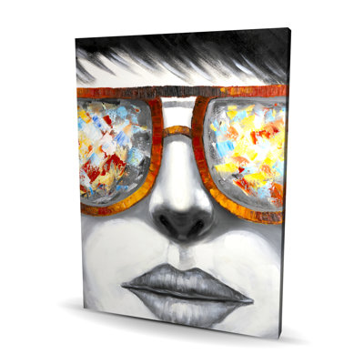 Toile de lunettes de soleil colorées | Décoration figurative femme