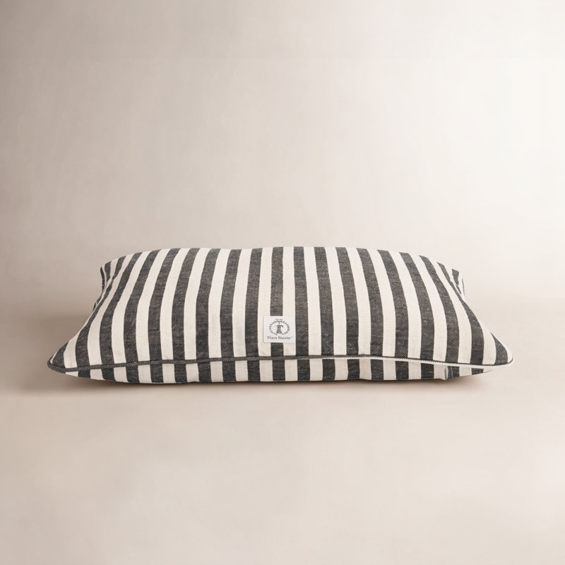 Striped Cotton Pet Bed, Medium (36" W x 26" D x 5" H), Black