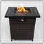 Foyer de table au gaz propane de 28 po, foyer carré de 50 000 BTU avec une belle base en osier pour la terrasse extérieure du jardin - Noir