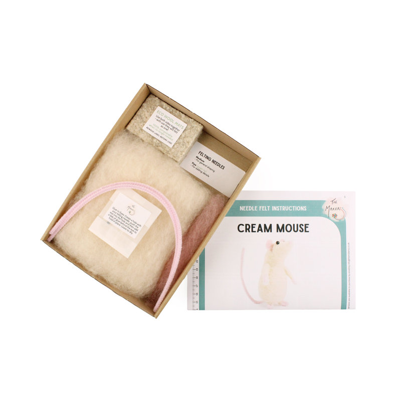 Trousse de feutrage - Trousse de feutre aiguille de souris crème