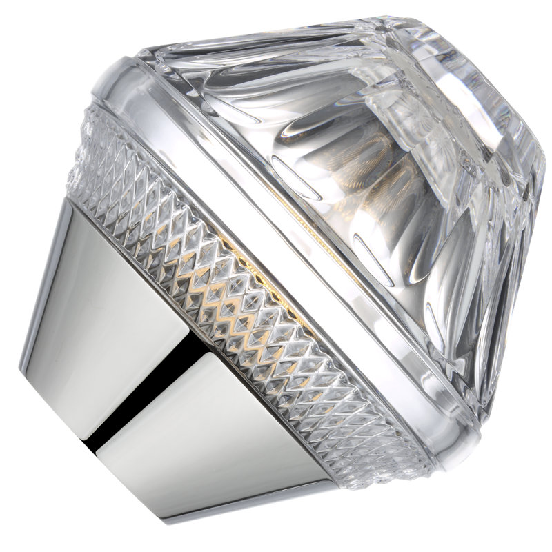 Waterford Copper Coast 5" Rechargeable Accent Lamp with Clear Crystal, Silver