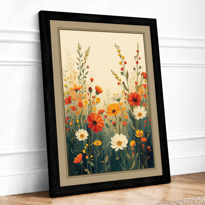 Wildflower Meadow Botanical - Print, A1 - 84.1 x 59.4 cm, Black