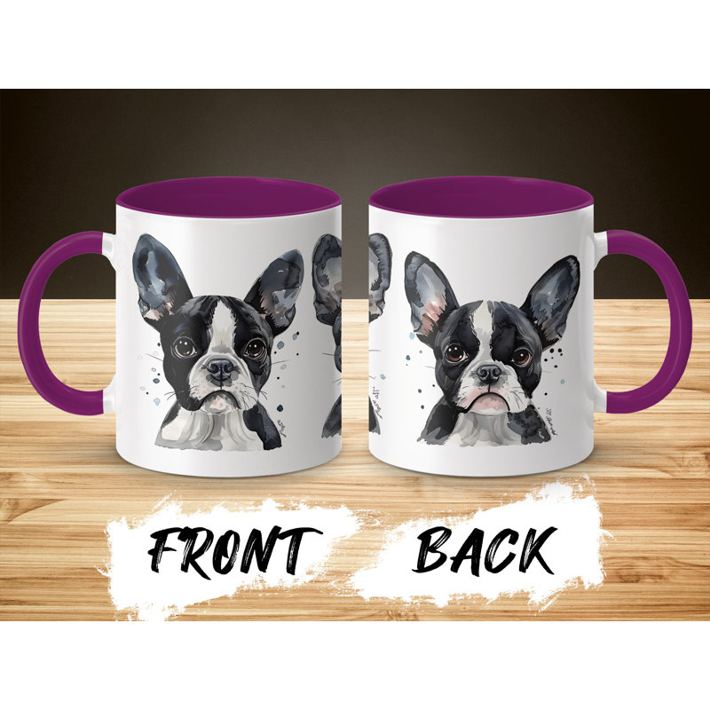 11oz Watercolour Boston Terrier Design Coffee Mug, 1