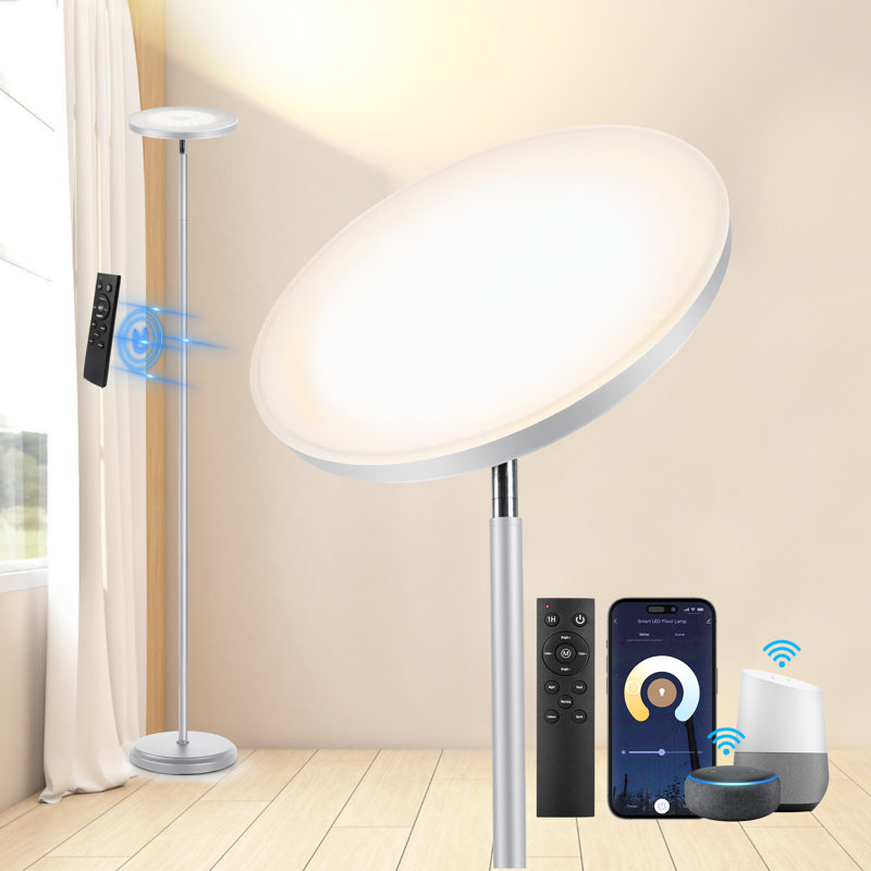 Kaweh 70.87'' Smart LED Floor Lamp - WiFi & Remote Control, Dimmable Lighting for Living Room, Silver Grey