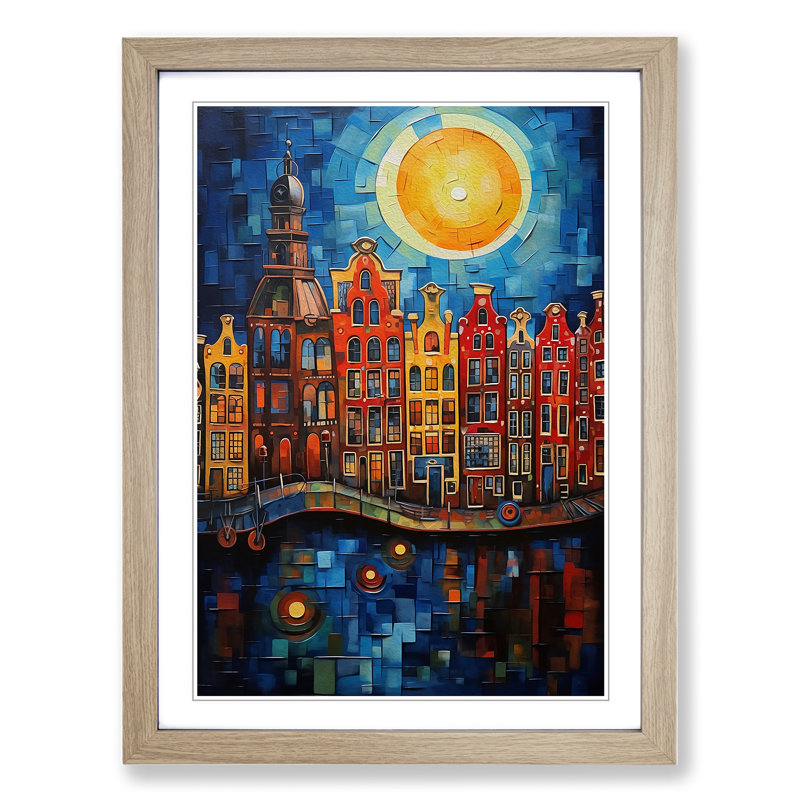 XYZ-FRM-V1223-1796 Amsterdam Expressionism No.2 - Single Picture Frame Print on Wood, 34cm H x 25cm W x 2cm D, Oak