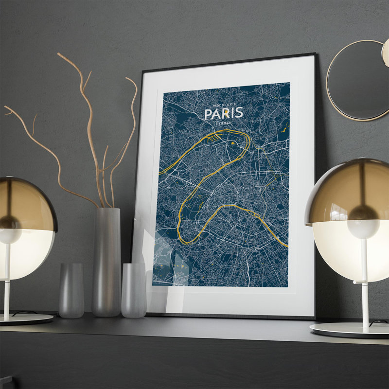Paris City Map In Amuse - No Frame Print, 17cm H x 11cm W x 0.05cm D