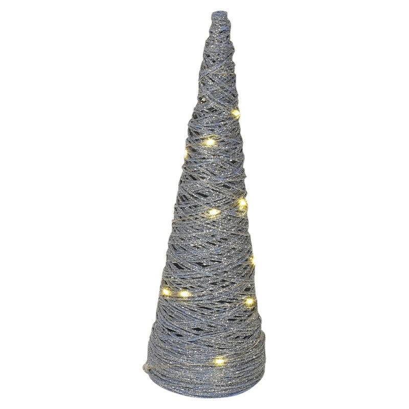 Christmas Decorative Accent, 40cm H x 12cm W x 12cm D, Silver Glitter