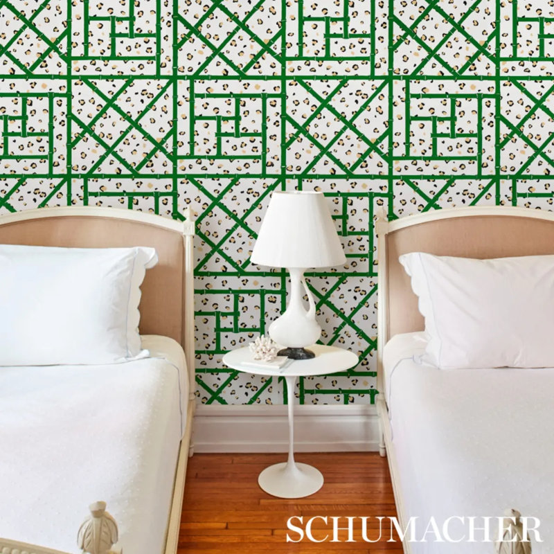 Schumacher x Cristina Buckley Fancy Beast Wallpaper, Green/Ivovy