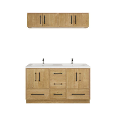 Meuble-lavabo autoportant de 60 po avec dessus double en acrylique renforcé Victoria