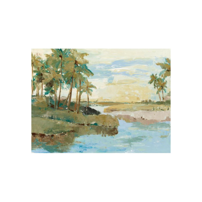 «Tropical Island» par Sara Brown - peinture, H 54 po x l 72 po x P 1,5 po, Gel coupé au couteau