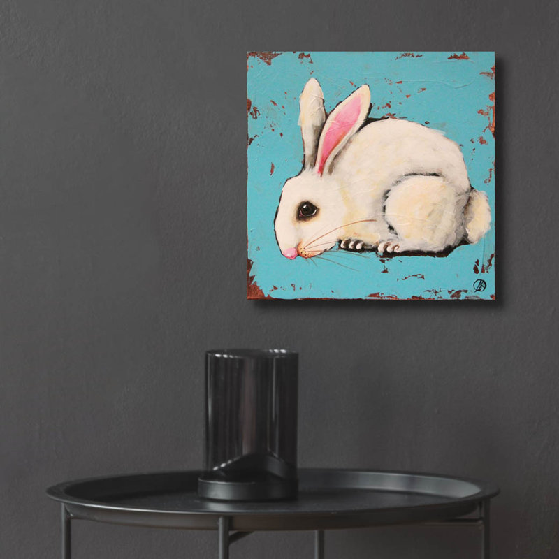 «The Bunny» par Lucia Stewart, art mural en verre acrylique, H 12 po x l 12 po
