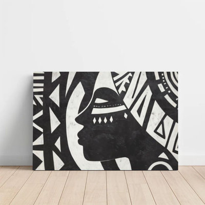 1Pc, reproduction d'art sur toile encadrée, profil de femme africaine, décoration à motif géométrique, style expressionniste abstrait, parfait pour la décoration de la chambre salon chambre bureau cuisine salle de bain décor à la maison, cadeau idéal pour la décoration murale, plat 2d