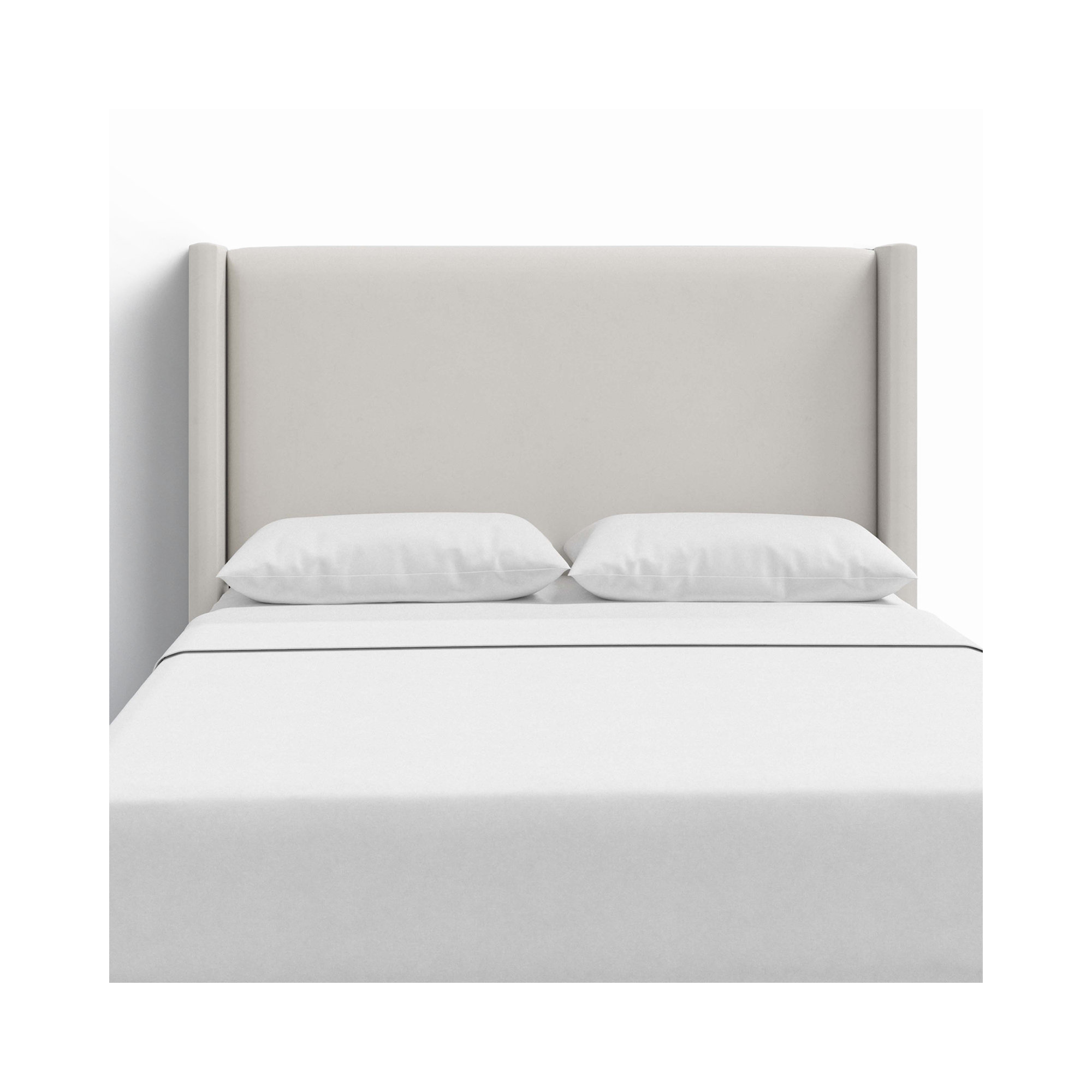 Hanson Upholstered Headboard, Full, Bella Light Gray Performance Velvet