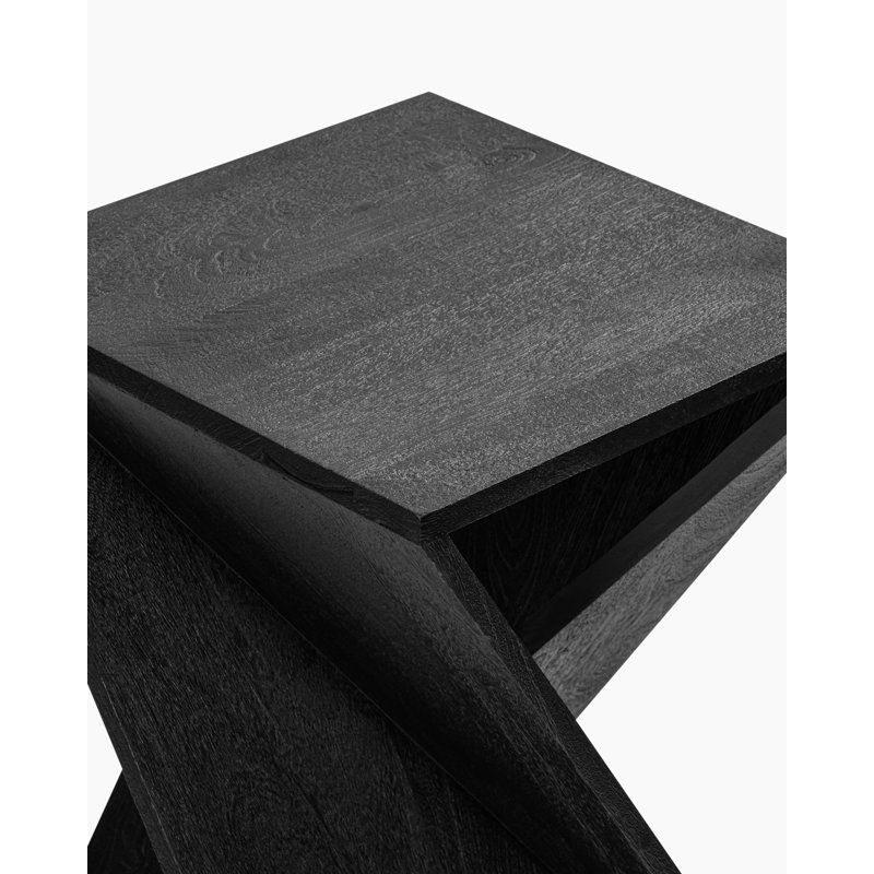 Caelah Solid Wood End Table, Black