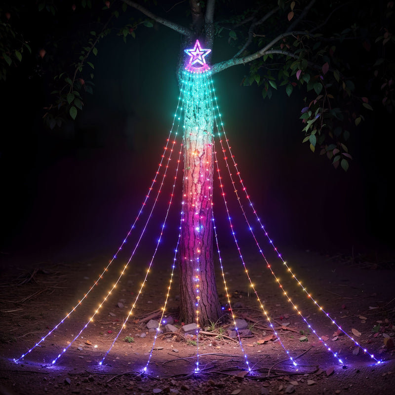 The Holiday Aisle® RGB Christmas Star Waterfall String Lights | Wayfair