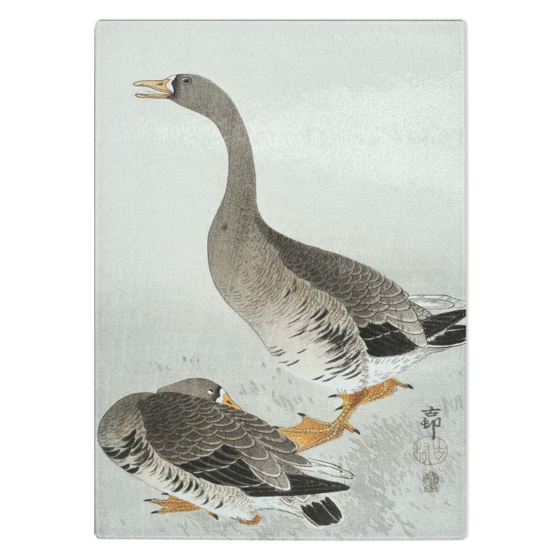 Tempered Glass Pair of Geese by Ohara Koson Chopping Board, 28.5 cm W x 39 cm L