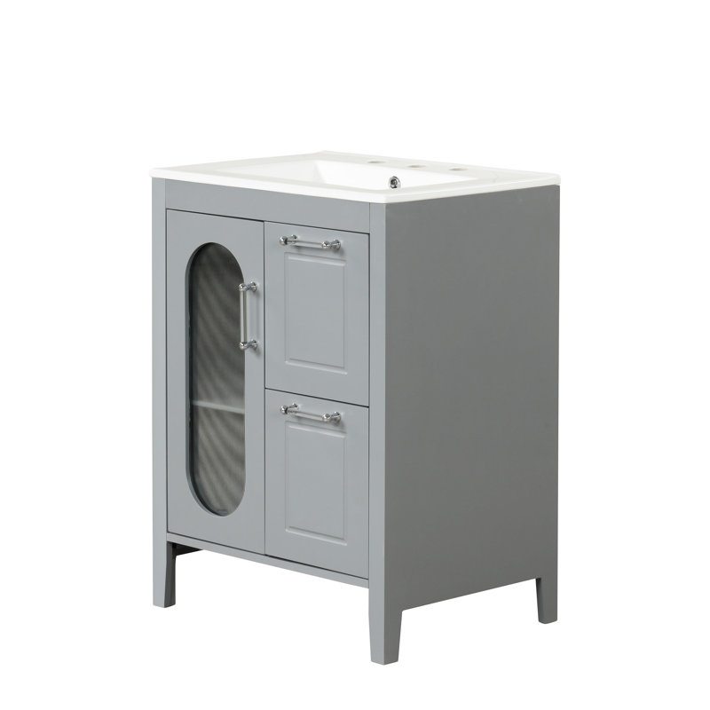 24" Bathroom Vanity With Sink, Gris