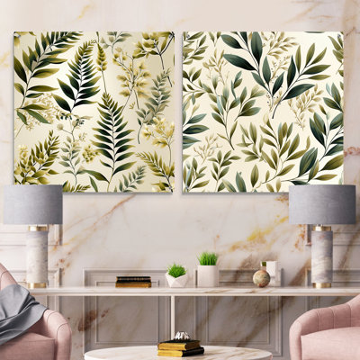 Tranquil Ferns I - Ensemble de 2 plantes murales en acrylique