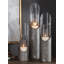 Ensemble de 3 chandeliers de table en verre / fer avec bougie inclus