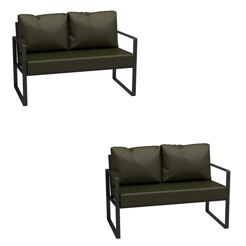 Banc rembourré en similicuir Lorilea, Vert olive foncé