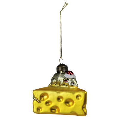 Ornement souris et fromage, verre