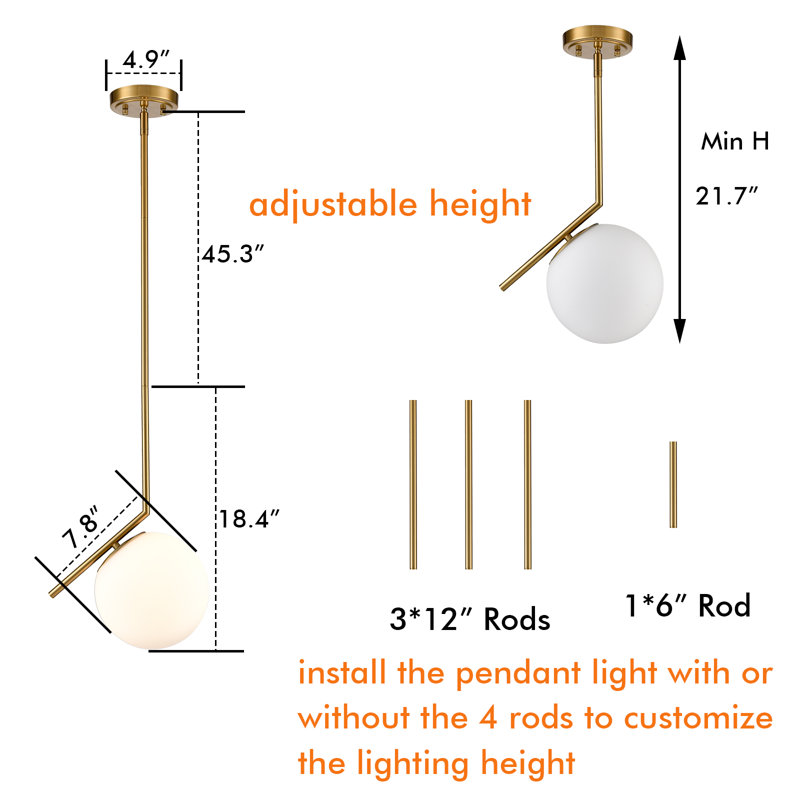 1 - Light Gold Single Pendant