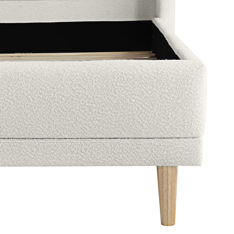 Upholstered Platm Bed With Wingback Headboard
